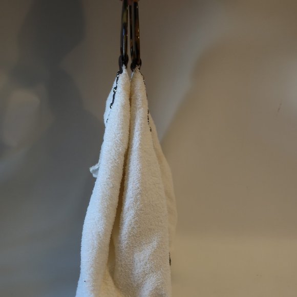 Womens Shay Todd White Brown Gold Studded Terry Cloth Tote Shoulder Handbag * - Picture 5 of 12